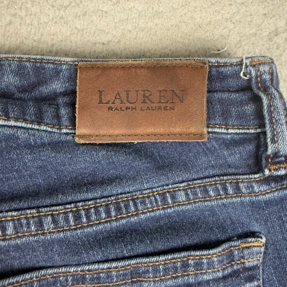 Lauren Ralph Lauren Jeans Women's 10 Straight Blue Dark Wash Denim Pants Stretch - Picture 6 of 7
